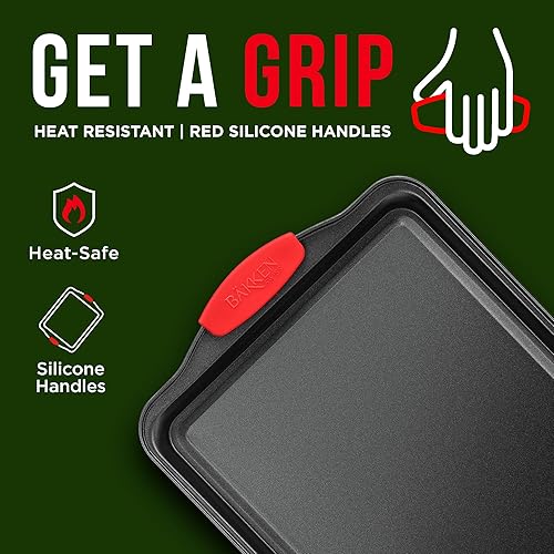 Miniatura 4 de Juego de 2 piezas antiadherentes de acero al carbono para horno, bandejas para hornear de cocina de calidad profesional, sin PFOA, PFOS, PTFE sin