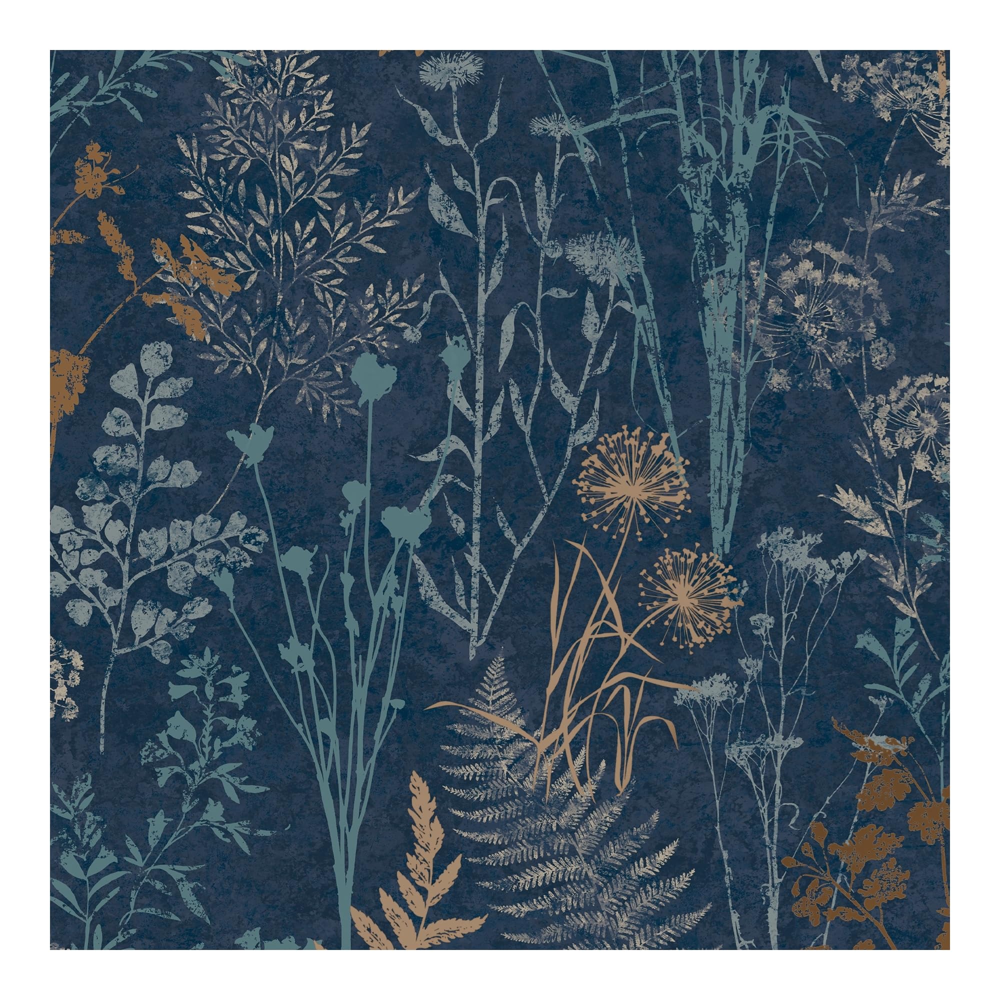 Organics Navy and Copper Removable Wallpaper 1000cm Length x 52cm Wide