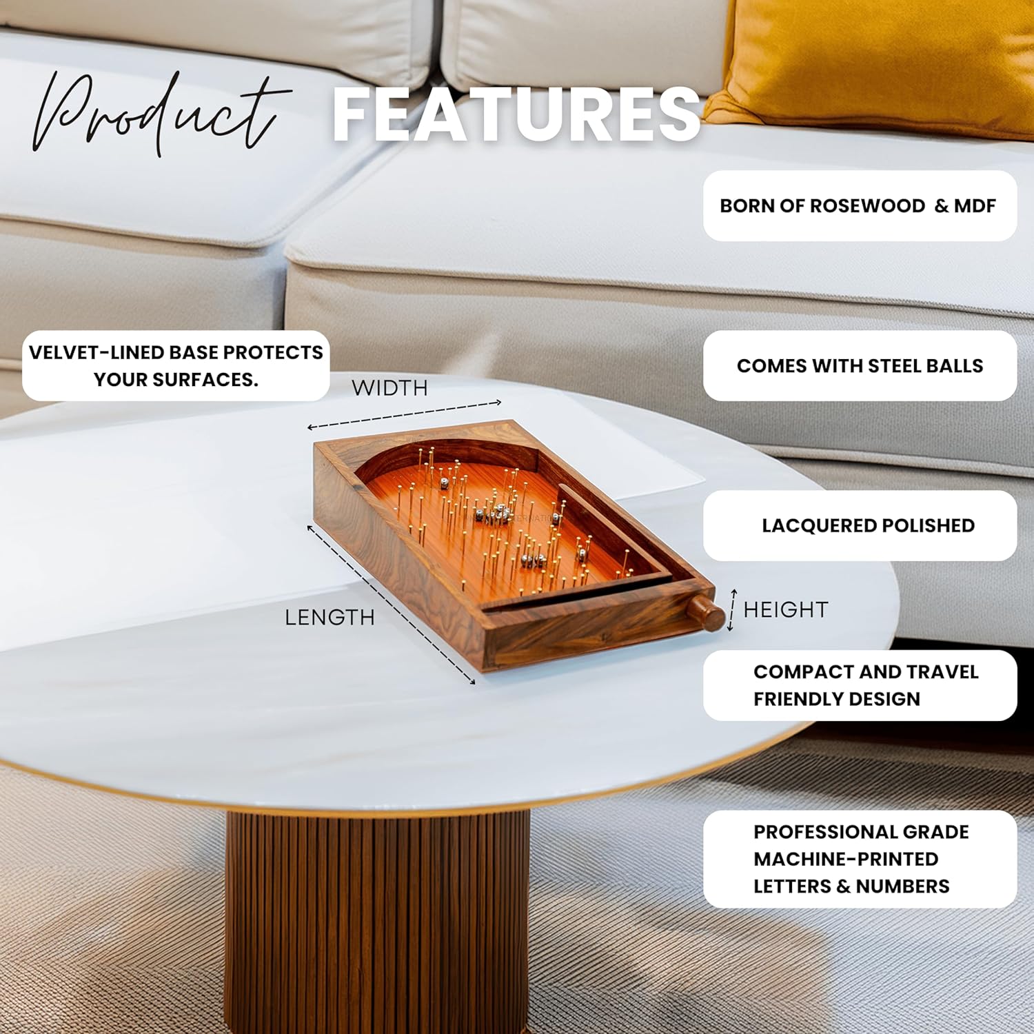 Nagina International Bagatelle Pinball Game on Traditional Wooden Craft Table | Gifts and Exclusive Games (Large)