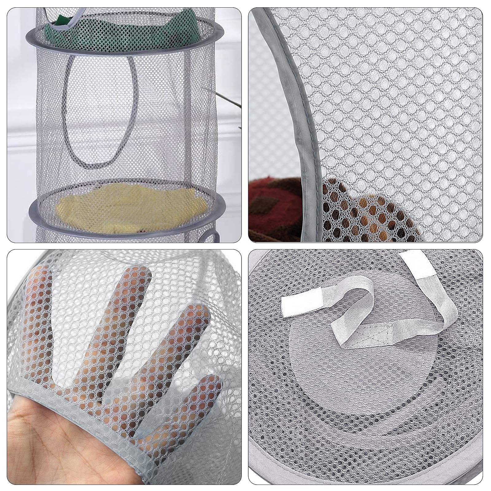 2 Pezzi Porta Borse da Armadio, Organizer Armadio a 5 livelli Porta Peluche da Appendere pieghevole a rete, per animali di peluche (grigio)