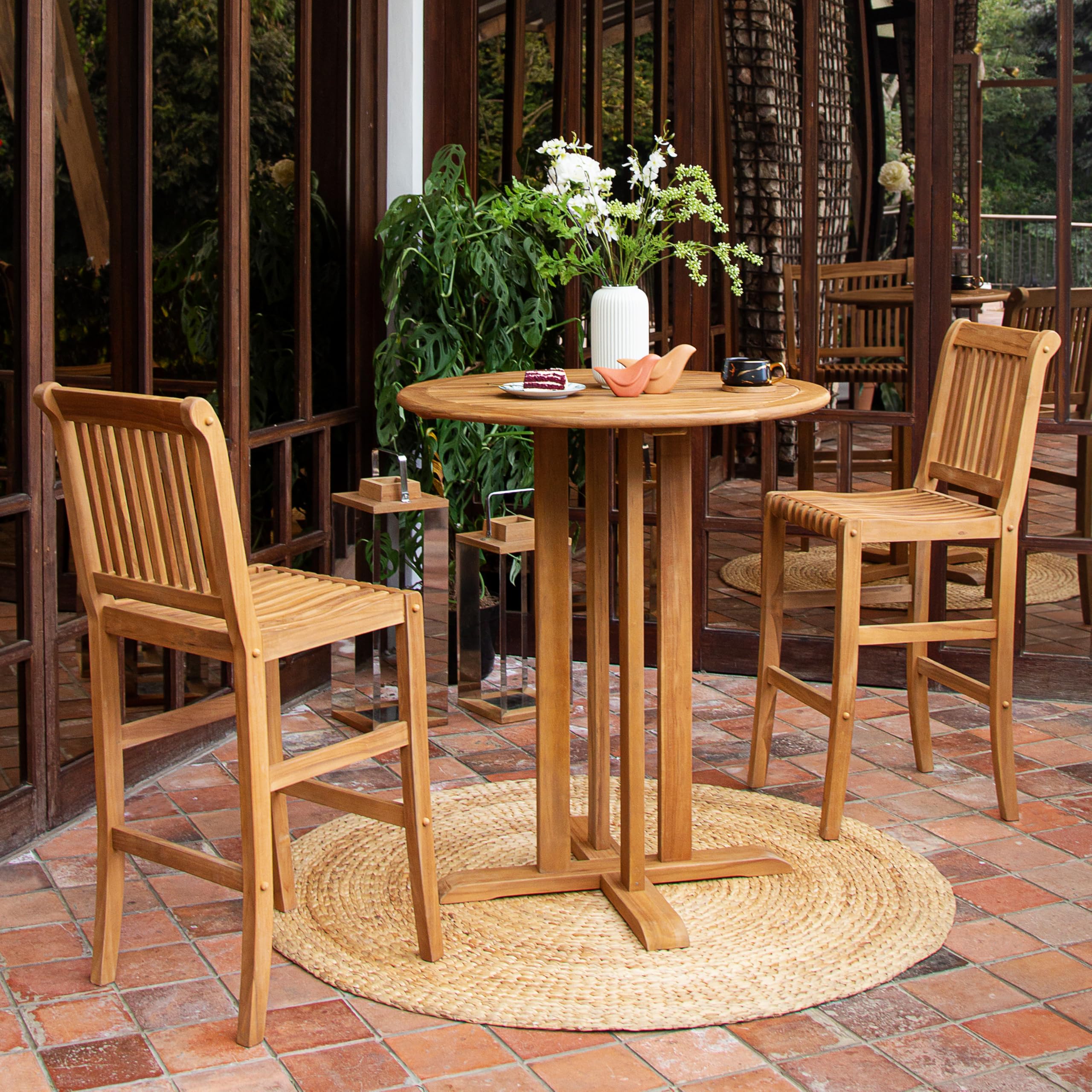 varese teak patio folding armchair set 2 pcs