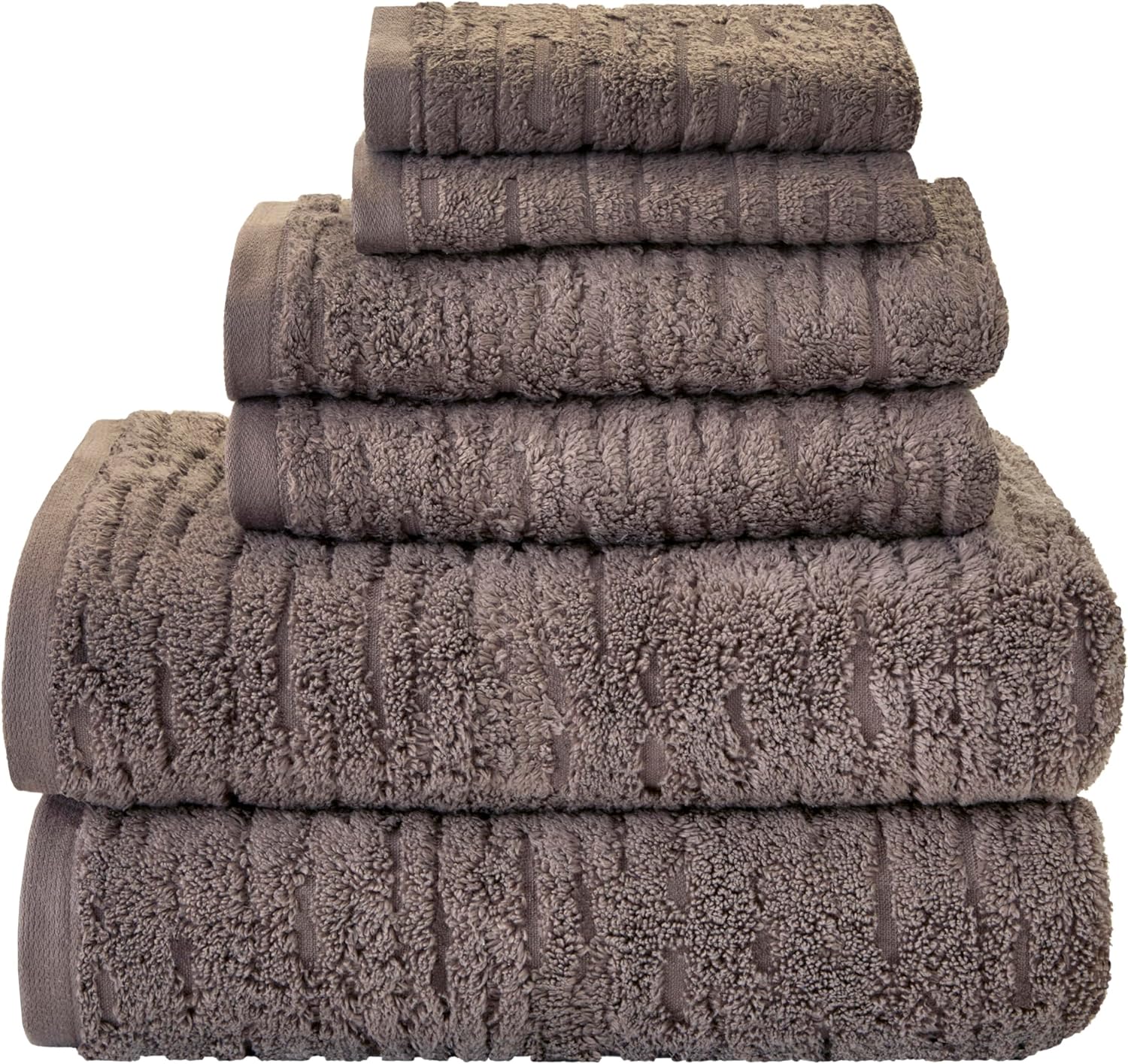 SKL Home CloudSoft 6-Piece Towel Set 100% Cotton 600 GSM Ultra Plush Absorbent Mink Brown Bath Towels
