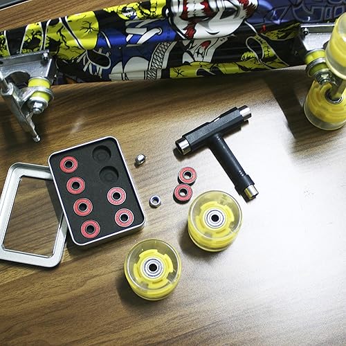 Miniatura 7 de Senston Rodamientos de patineta de cerámica de alta velocidad doble blindado 608 RS ABEC-11 8 Pack Set para monopatín camiones scooters ruedas