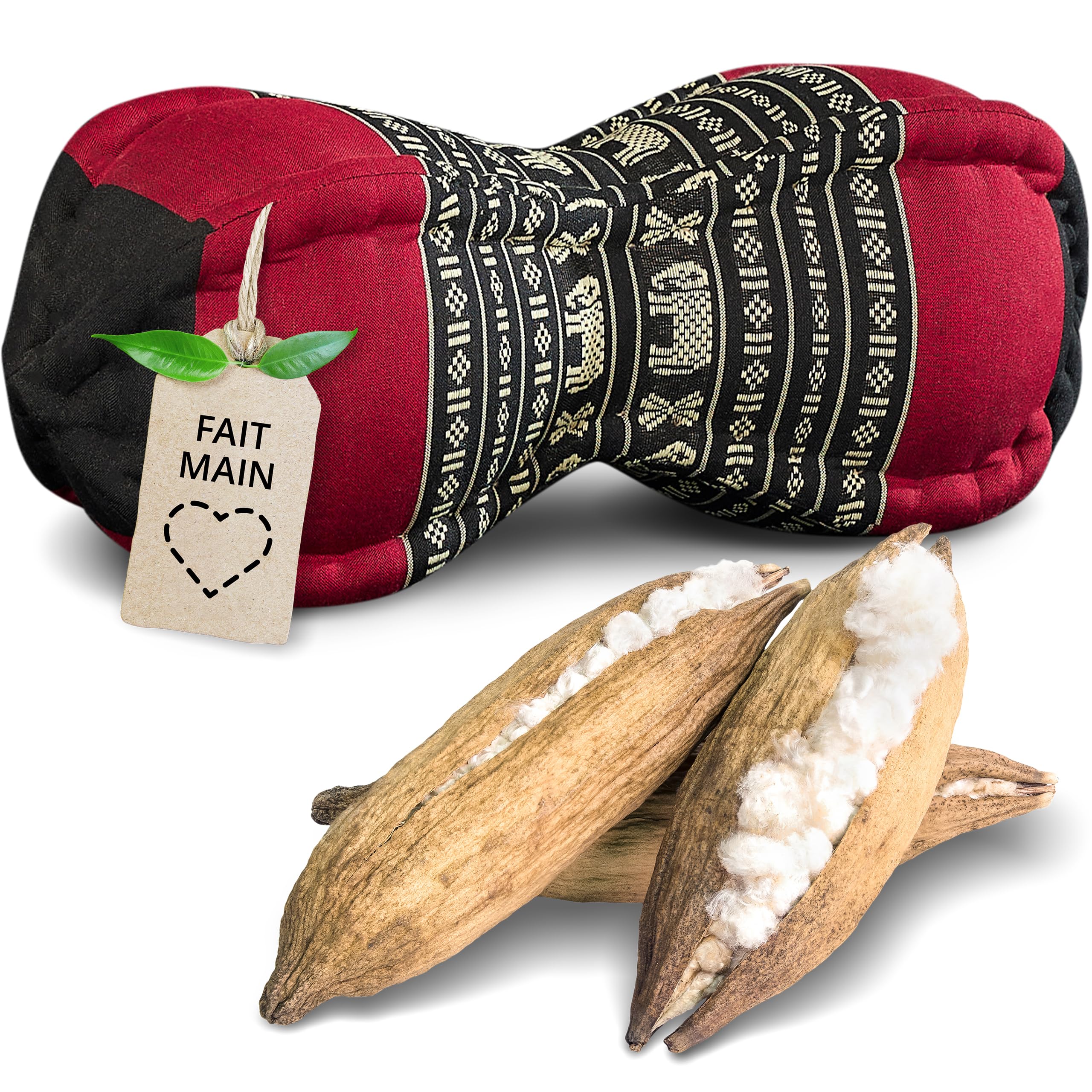 Coussin appuie-nuque papaye Livasia en kapok fait main pour canapé et voyage