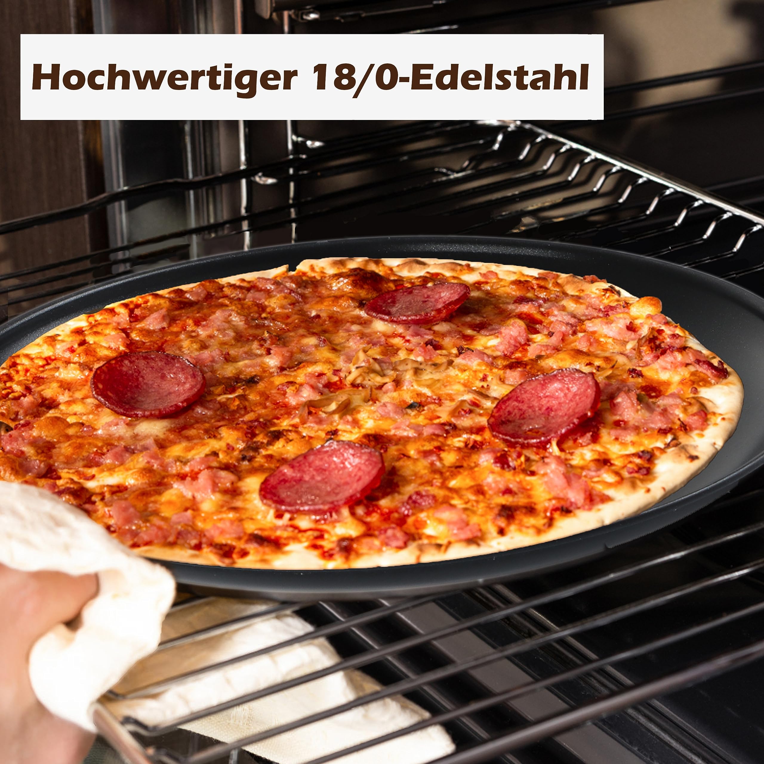 Set van 6 ronde pizzaplaat met een diameter van 20 cm, pizzavorm met antiaanbaklaag, gemakkelijk uit de vorm te halen, van koolstofstaal, gemakkelijk te reinigen, bestand tegen hoge temperaturen