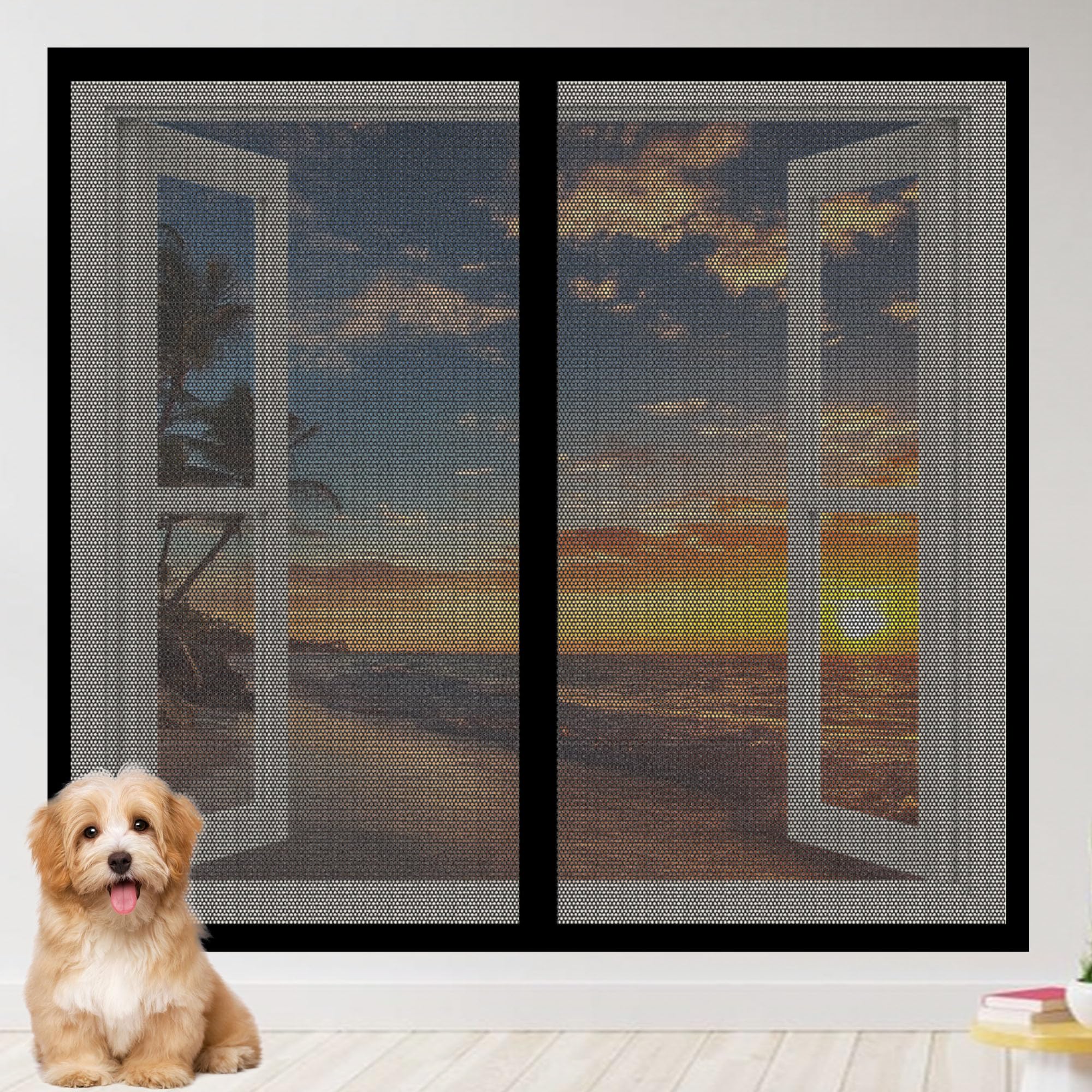 Gouer Black Magnetic Net Window 130 X 170 Cm Selfadhesive Tape Mosquito Net Window Insect Screen Mesh Easy Install For Bedroom, Living Room, Kitchen Patio,