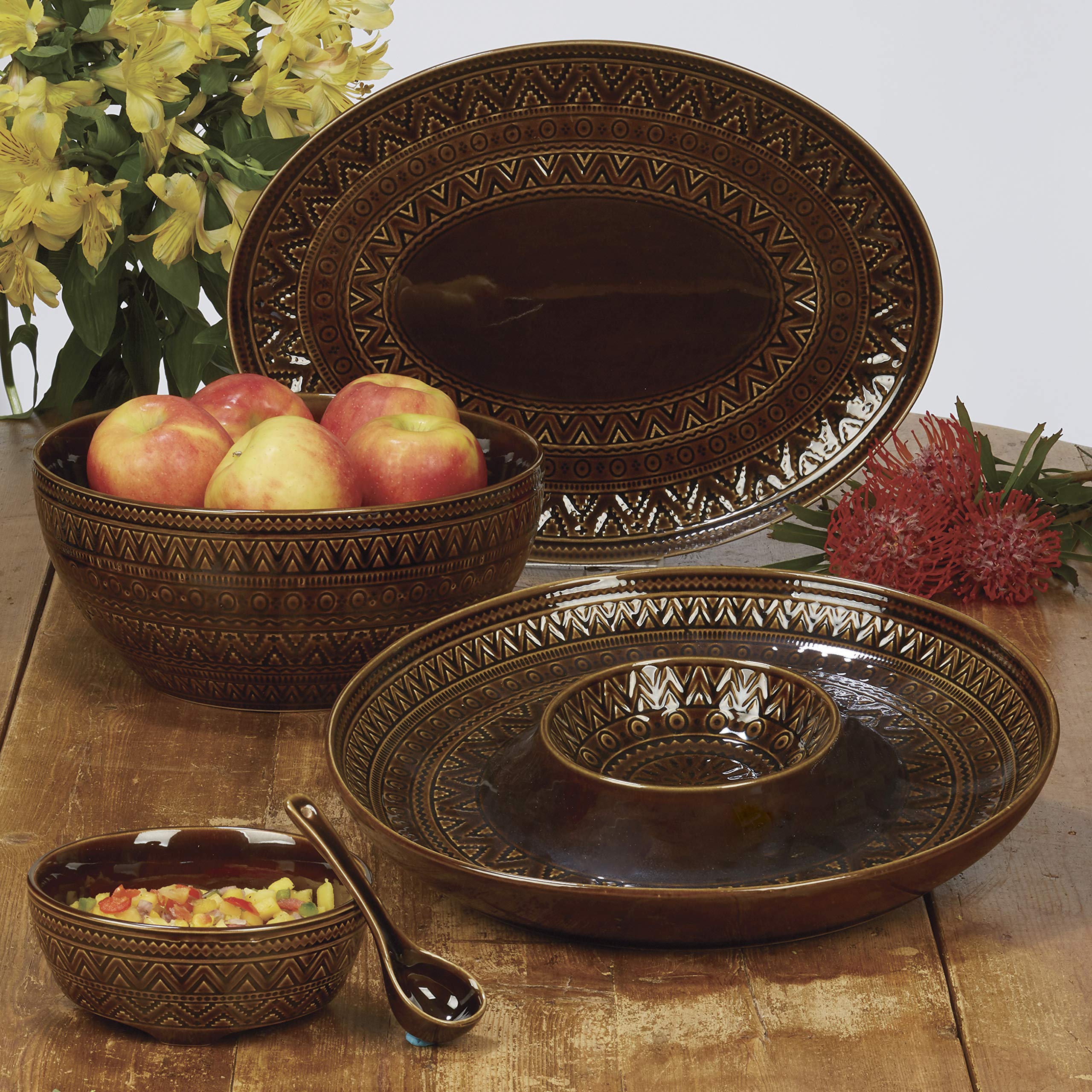 Amazon.com | Certified International Aztec Brown 16 piece