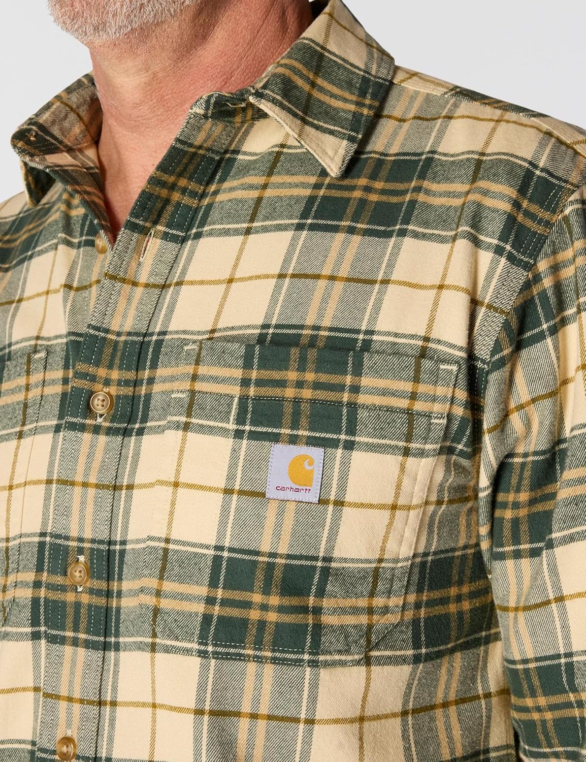Carhartt Mens Rugged Flex Relaxed Fit Midweight Flannel Long-Sleeve Plaid Shirt - Image 5