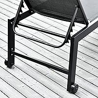 Vista 9 de Outsunny Tumbona para exteriores con ruedas, reclinable de cinco posiciones para tomar el sol, tomar el sol, marco de acero, tela transpirable
