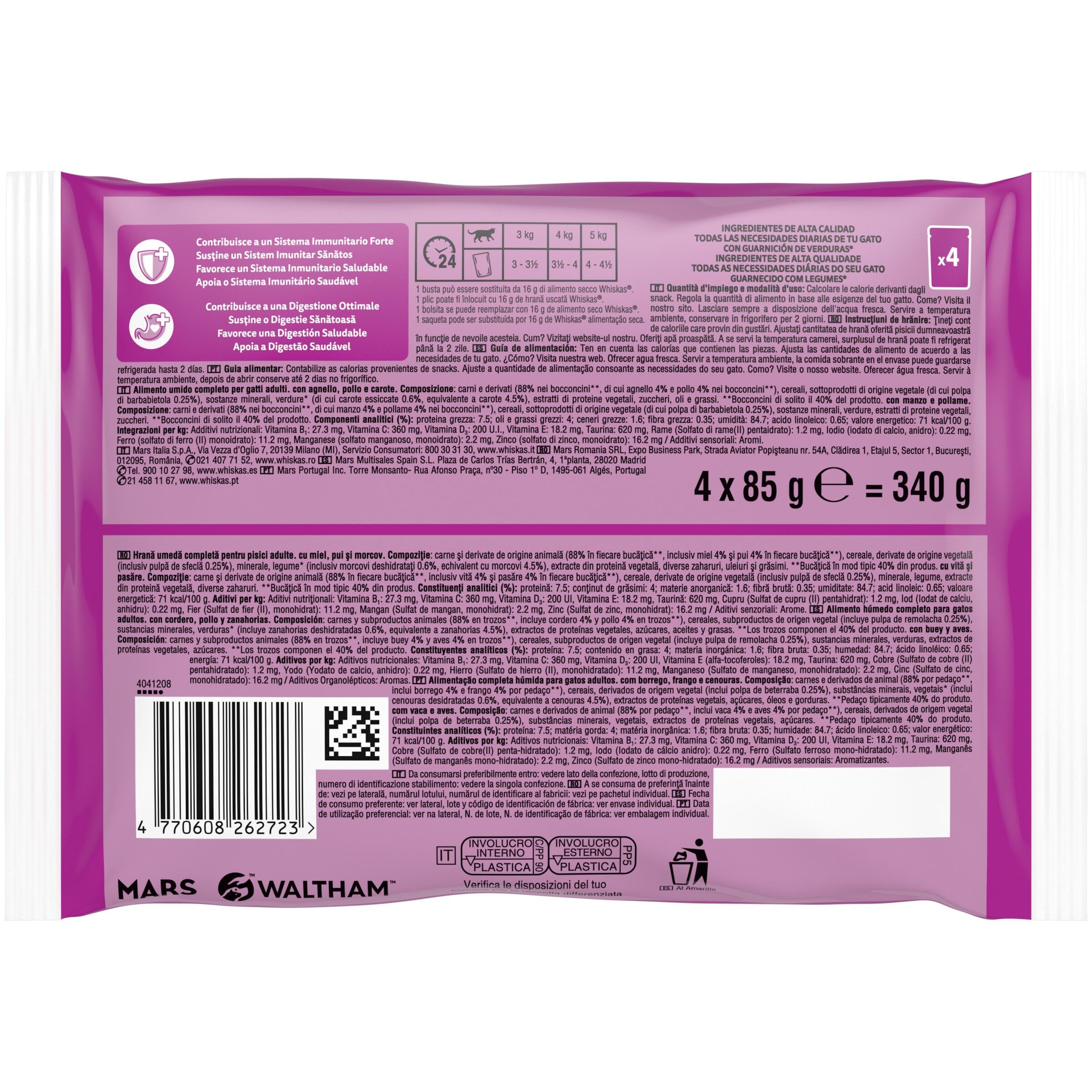 WHISKAS Tasty Mix Comida húmeda en Salsa Gatos Adultos Col. Country - 13 x 4 bolsitas x 85g