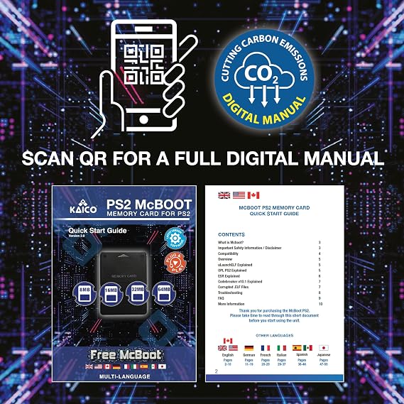 Kaico Free McBoot 8MB PS2 Memory Card FMCB 1.966 for PS2 Console Free McBoot PS2 Plug & Play Memory Card PS2 Softmod Solution