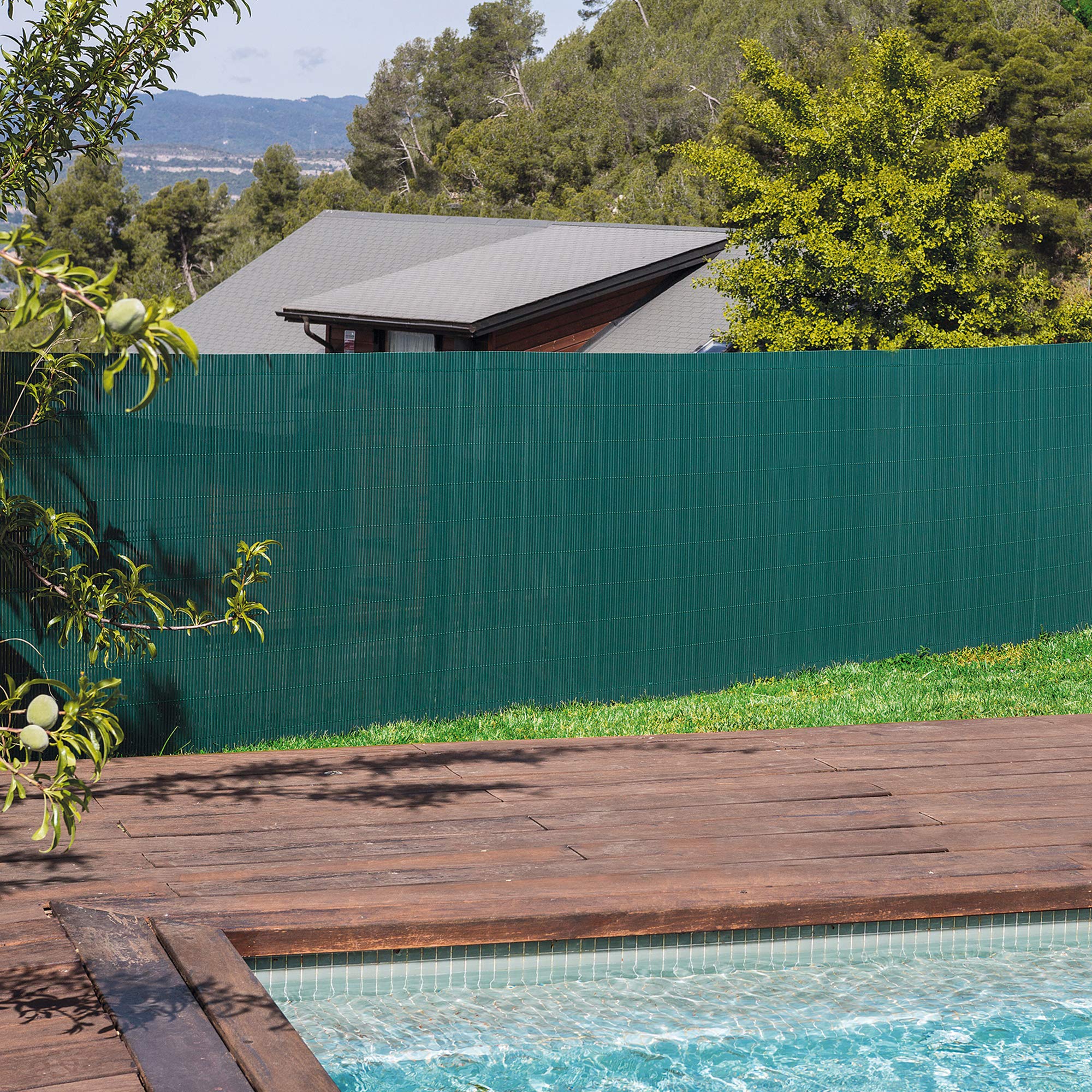 Tenax Colorado 1,50 x 5 m Vert, Canisse Synthétique en PVC avec Cannes Entières de 7 mm, Brise-Vue pour Jardins, Balcons et Clôtures