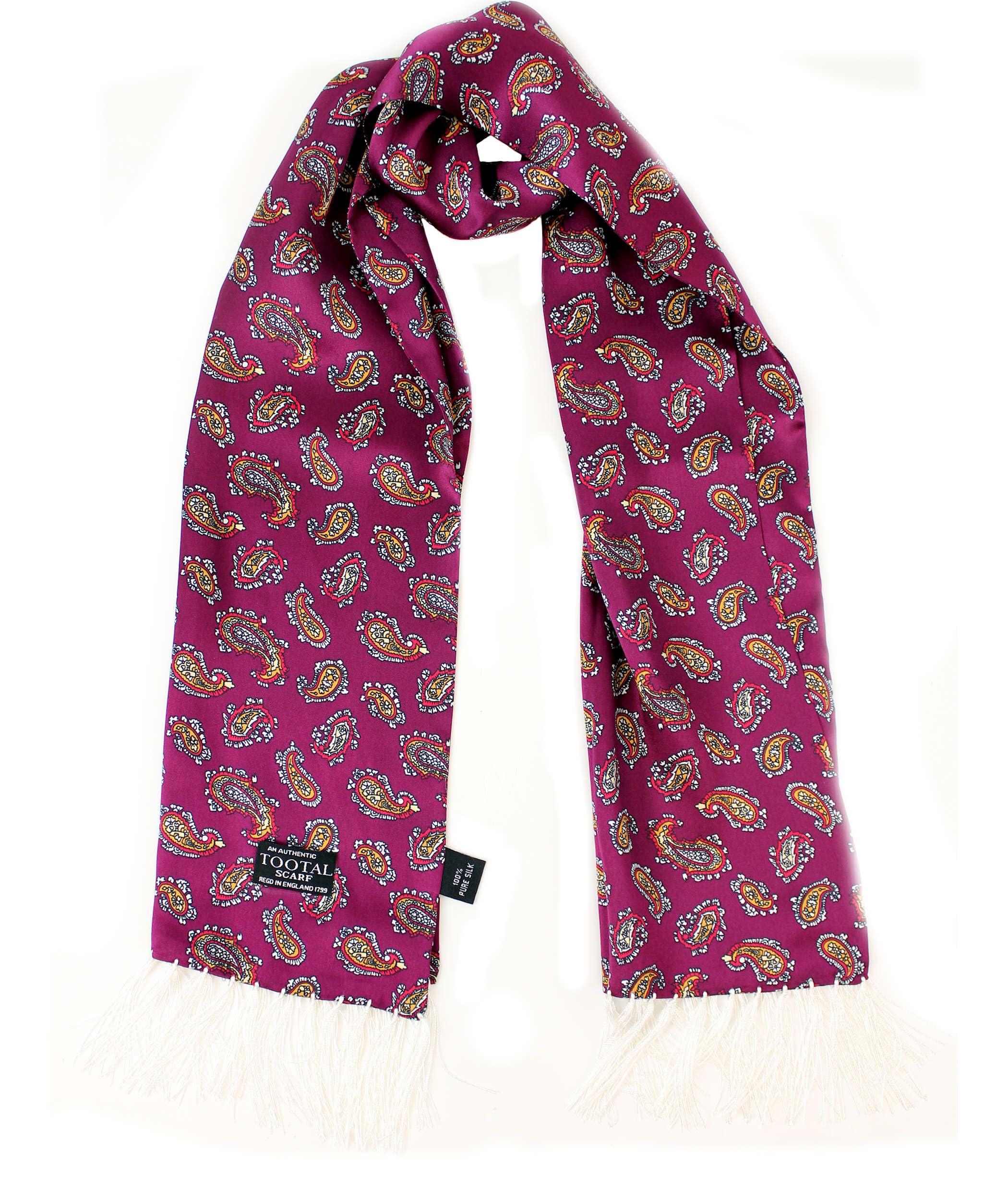 Tootal Men's Bordeaux Paisley Print Silk Scarf (, One Size)