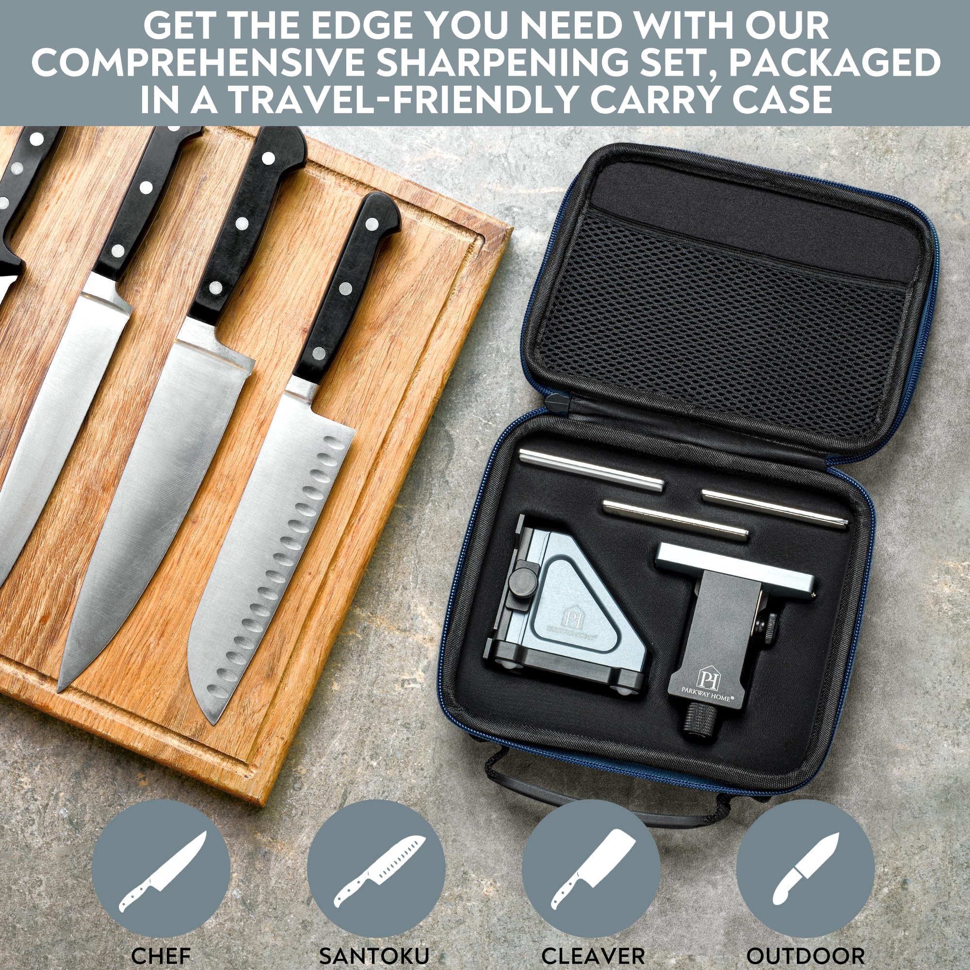 Afilador de cuchillos con opciones ajustables de 10° a 40° y altura de molienda ajustable, kit de afilador de cuchillos, sistema de afilado de cuchillos de rodillo 6