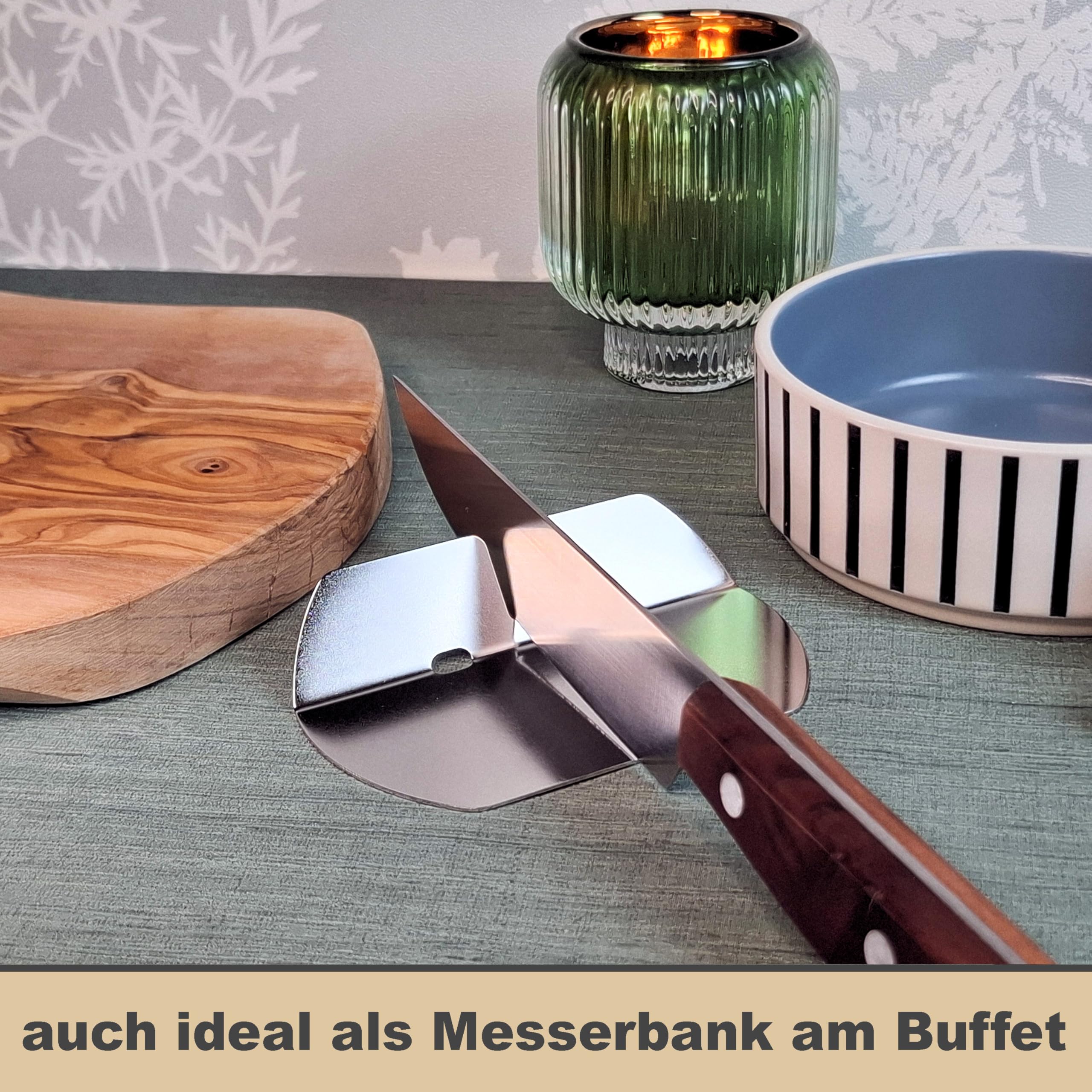 Besteck Ablage Tisch für Messer Gabel Löffel SET 8 Stück Edelstahl Messerbank Stäbchenablage poliert silber