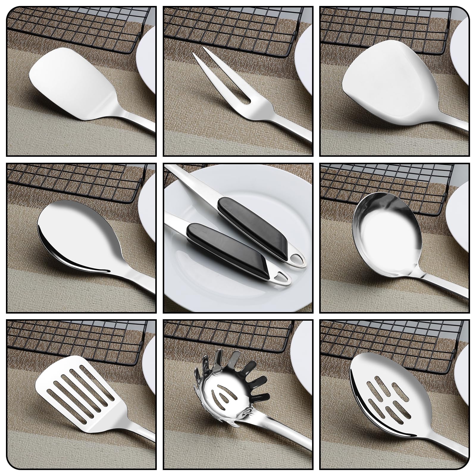 Teyyvn Ustensiles de cuisine en acier inoxydable 8 pièces