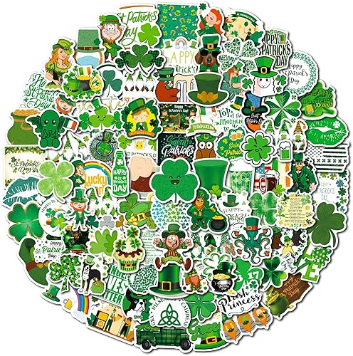 100 calcomanías del día de San Patricio para botellas de agua calcomanías impermeables de vinilo para niños adolescentes niñas adultos perfectas