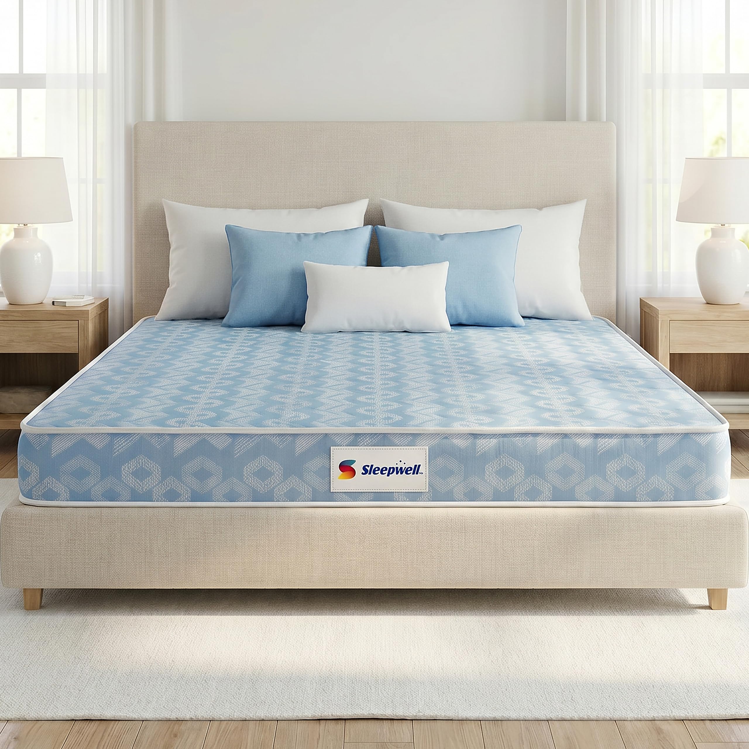 Sleepwell Ortho Mattress | Queen Size 75x60x10 Inch | Medium Firm Orthopedic Spine Support | Pressure Point Relief | Resitec Foam with VPF | Neem Fresche Anti-Microbial | 10 Years Warranty