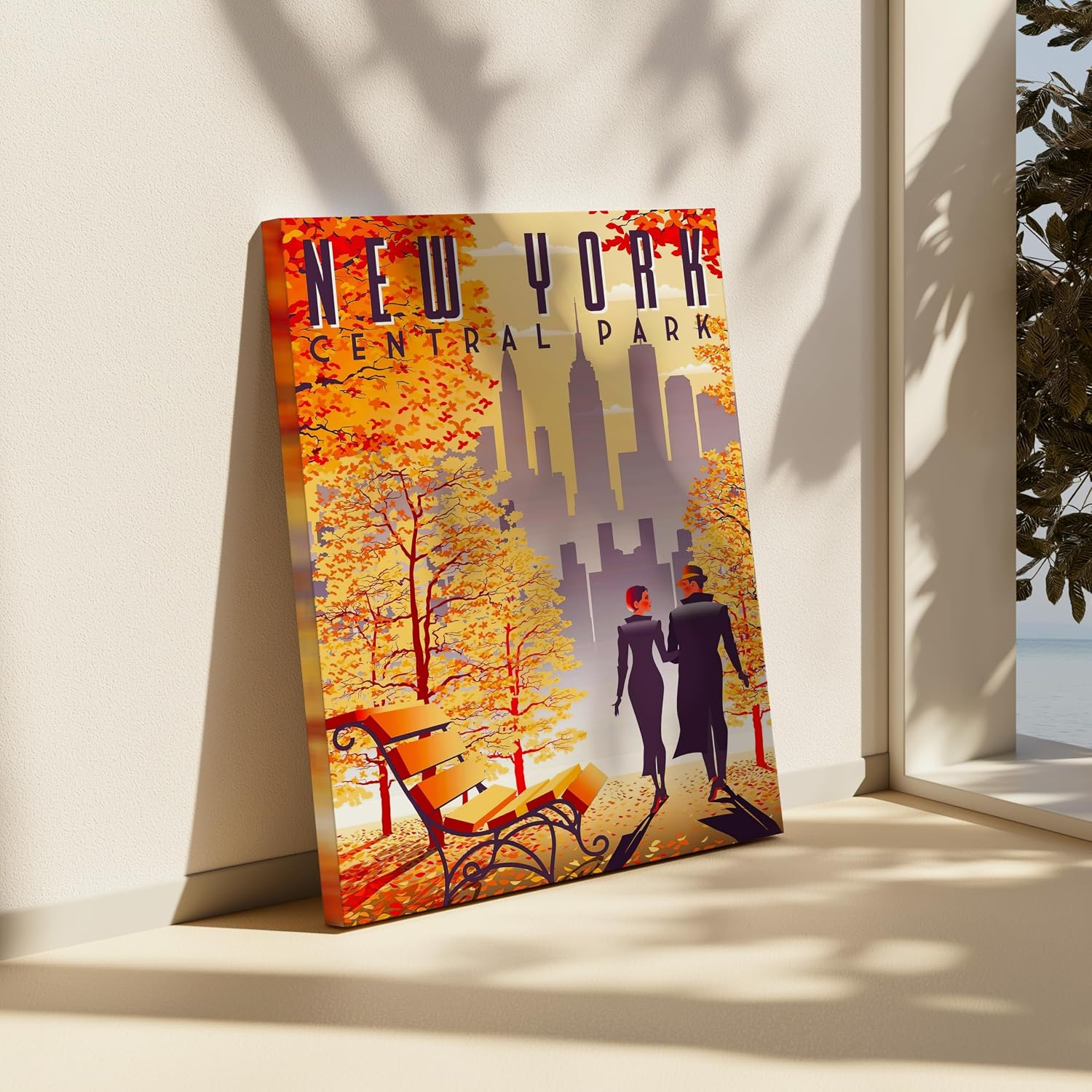 Poster Master Travel Canvas - Retro New York Print - Central Park Art - Great Gift for Men, Women, New Yorkers, Travel Lover - Decor for Bedroom, Living Room, Office - 8x10 STRETCHED Canvas