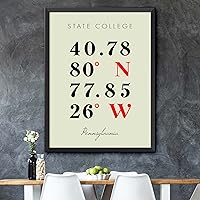 Vista 5 de Mapa de coordenadas multilínea de colores (16x20) de State College, Pennsylvania, Coordenadas Multiline