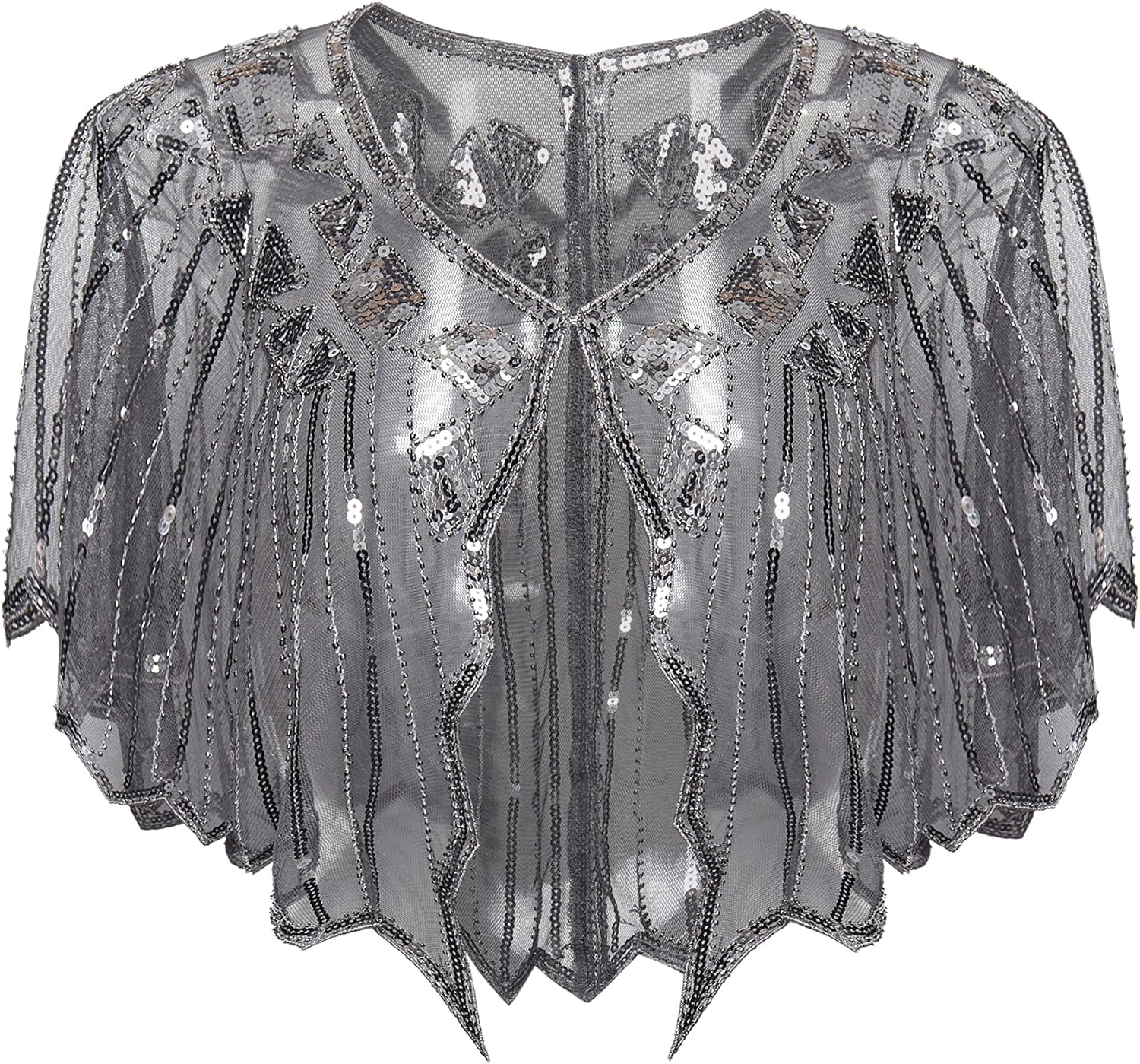 BABEYOND 1920s Shawl Wraps Sequin Beaded Evening Cape Bridal Shawl