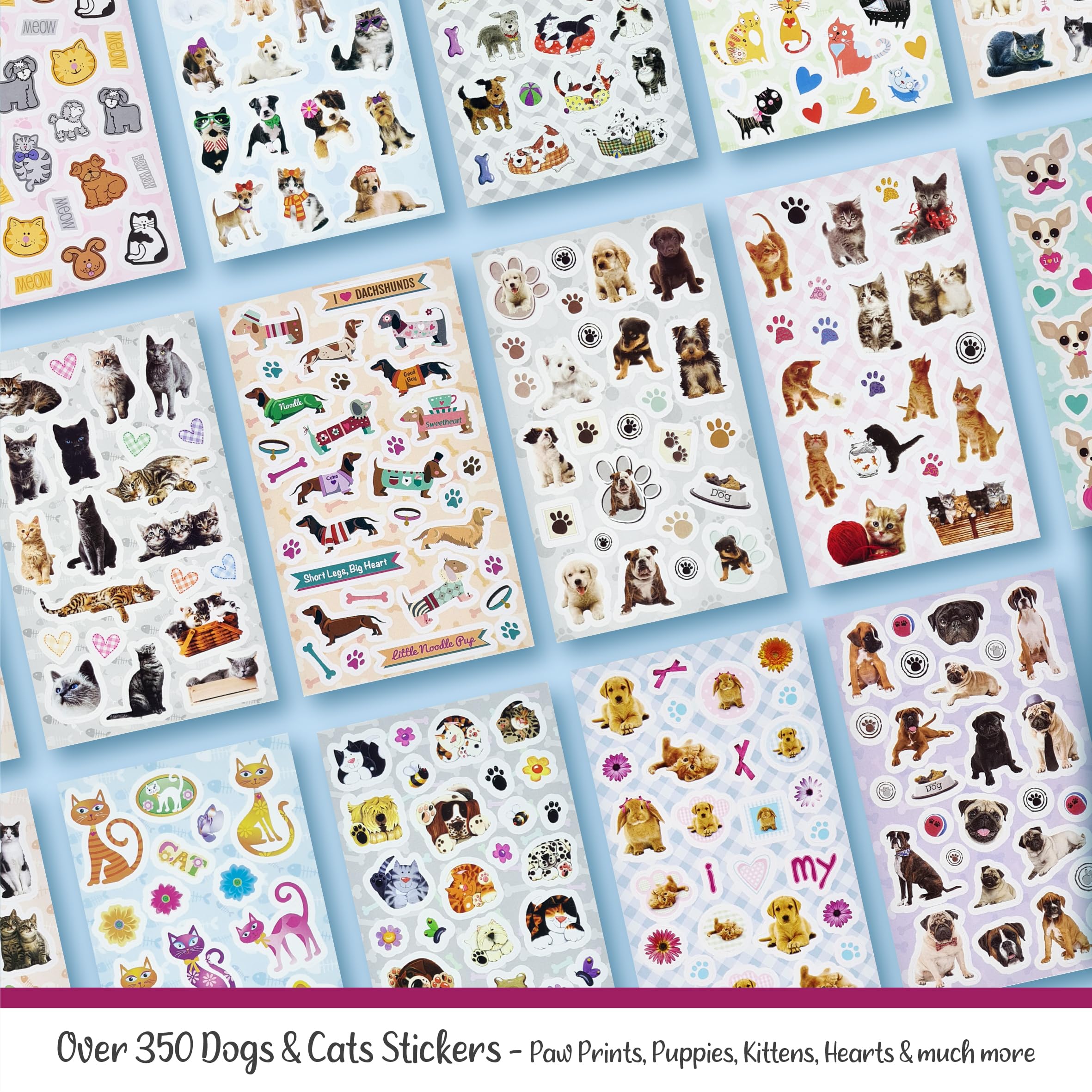 100 Pcs Cat And Dog Stickers For Kids, Cute Stickers For Water Bottle Laptop Scrapbook, Waterproof Cat Dog Mixed Sticker Pack For Girls Boys Women Men - View #8