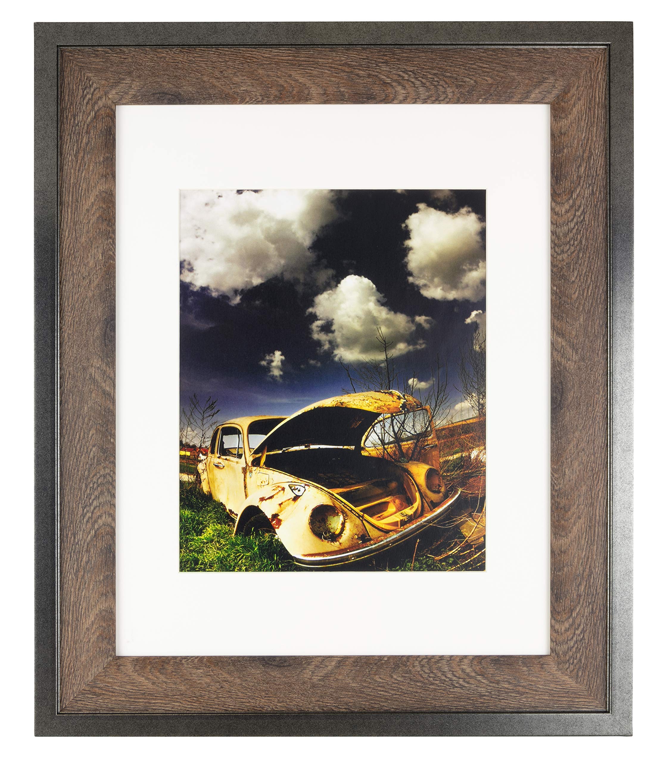 kieragrace Railtown Benton Frame – Iron Grey, Walnut Wood, 11" x 14", Matted for 8" x 10"