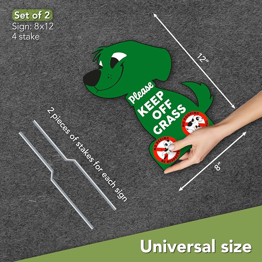 2 PC Keep Off Grass Sign - 8x12 Double Sided Coroplast No Peeing Dog