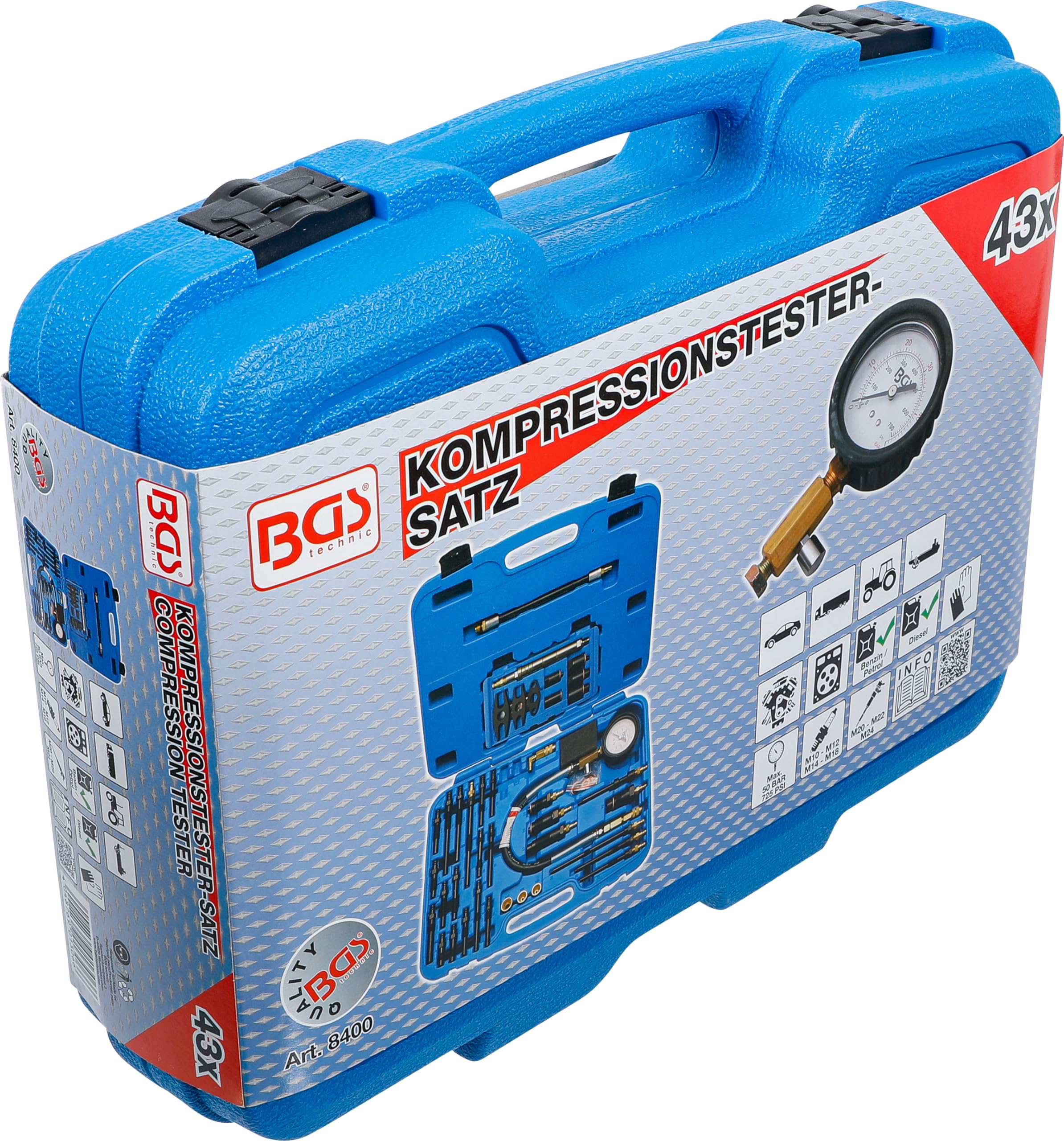 BGS 8400 | Set tester compressione per motori a benzina e diesel