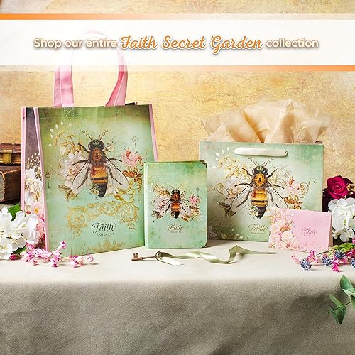 Miniatura 8 de Christian Art Gifts Floral Bumble Bee - Bolsa de compras multicolor reutilizable para mujeres Faith - Romans 51, fácil de sostener, lindo, duradero,