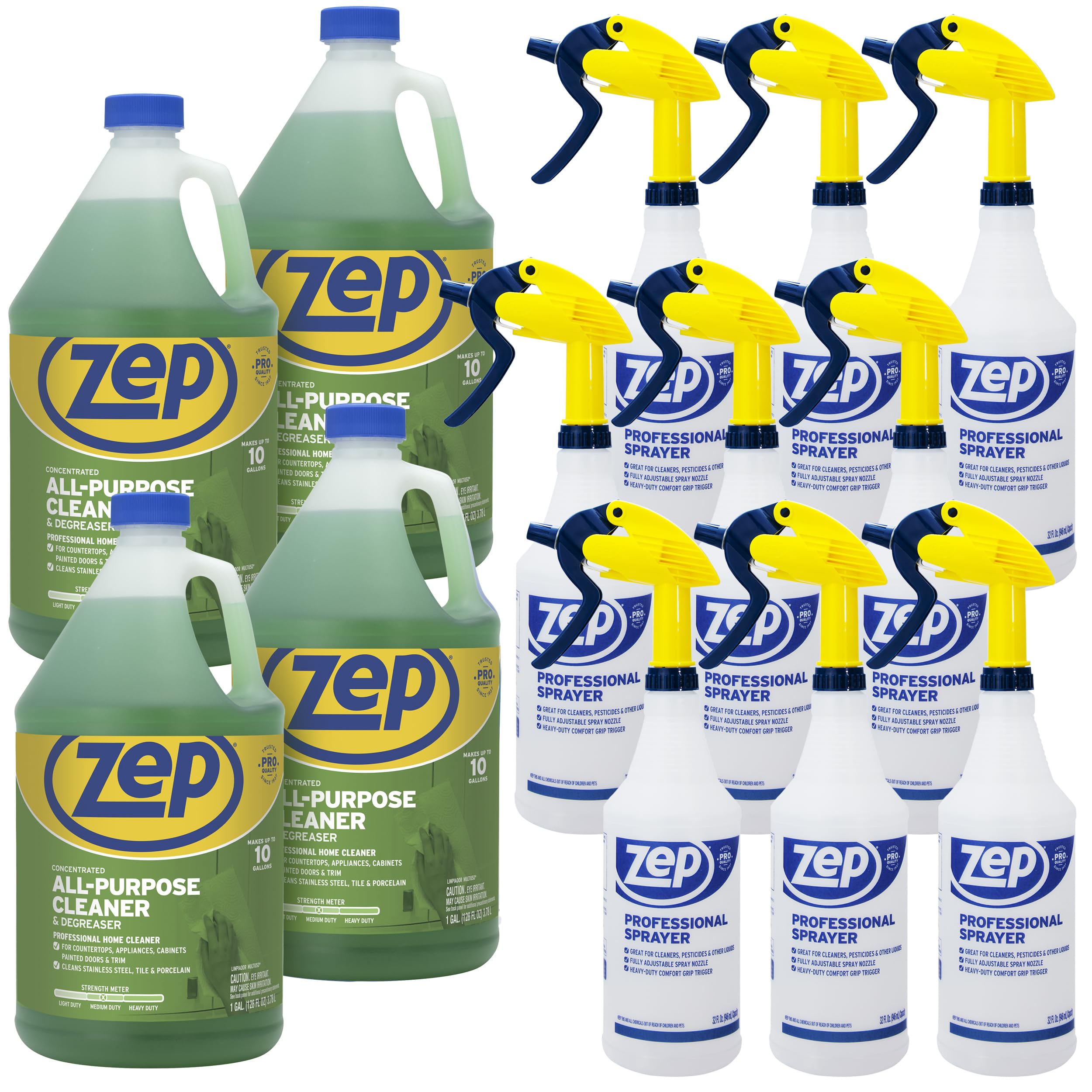 Zep All-Purpose Cleaner and Degreaser Concentrate 1 Gal (Case of 4) Professional Sprayer Bottle (Case of 9) - ZU0567128 - Cuts Through Grease, Grime