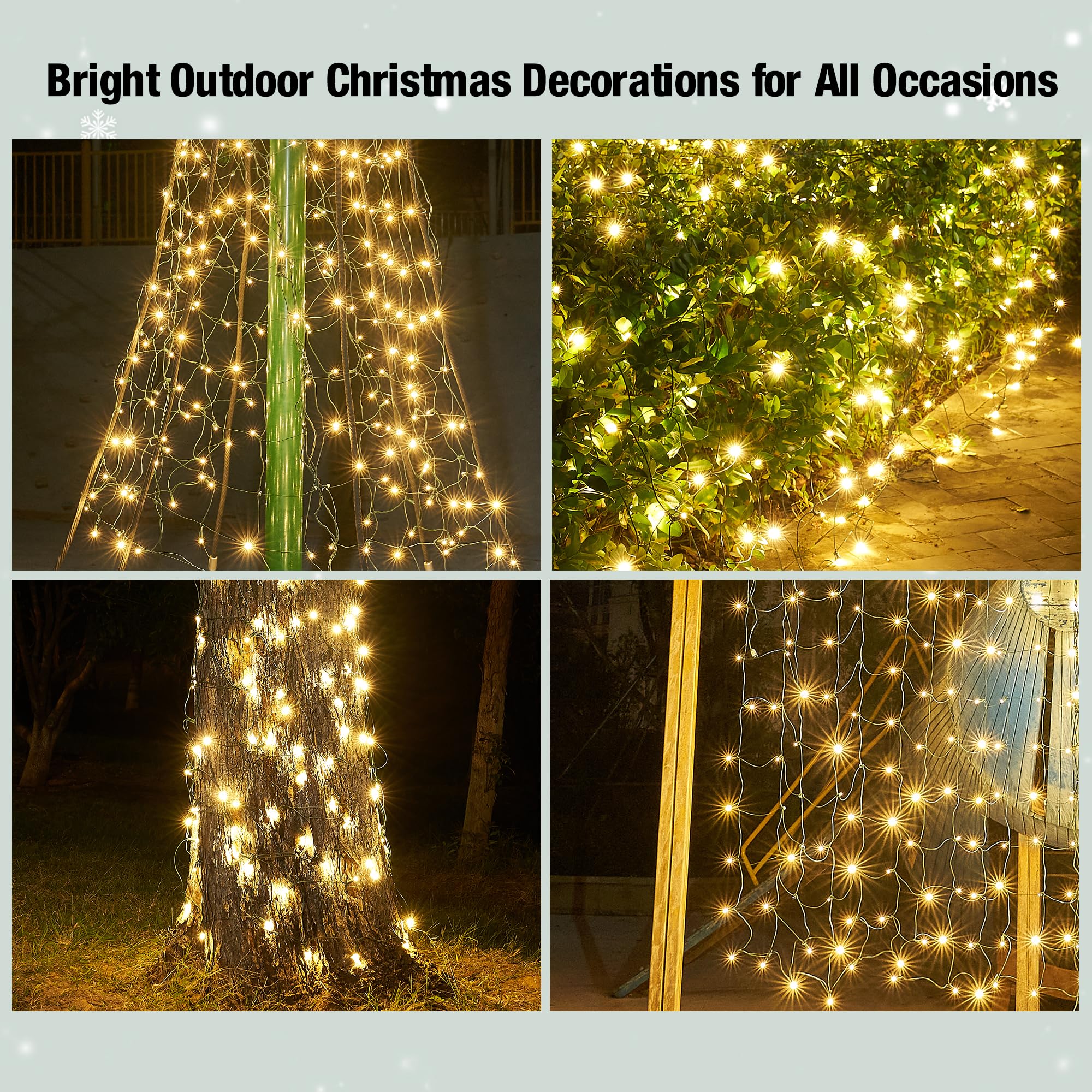 LED-Weihnachtsnetz-Lichter für den Außenbereich, Weihnachtssträucher, 120 LEDs, 1,8 x 1,5 m, anschließbare Netzbeleuchtung für Weihnachten, Urlaub, Garten, Rasen, Sträucher, Bäume, Büsche