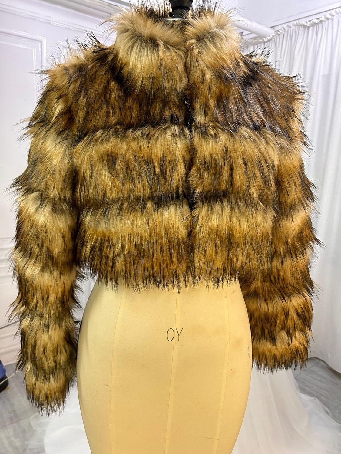 Warm Mini Short Faux Fur Jackets,Shaggy Cropped Outerwear Coats Sweater Tops - Image 2