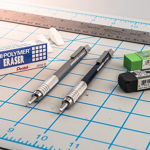 Miniatura 8 de Pentel Arts GraphGear 500 - Lápiz de dibujo premium, 0.035 in, barril gris, paquete de 2 (PG529NPABP)