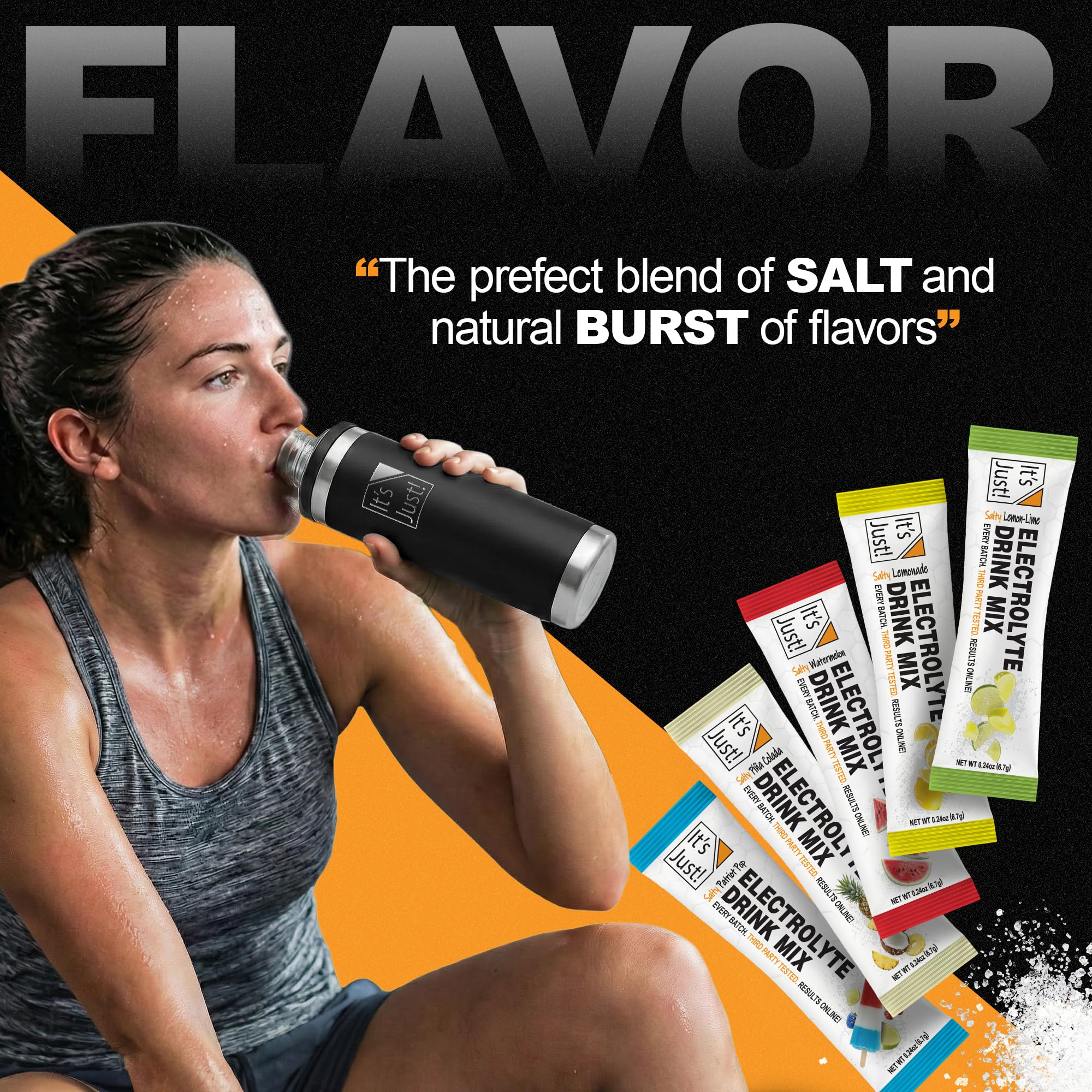 It's Just! - Electrolyte Drink Mix, Zero Sugar, 30 Count Travel Ready Hydration Packets, 1000mg Sodium, Gluten Free, Non-GMO, No Caffeine (30 Count, Variety) — Amazon image 5