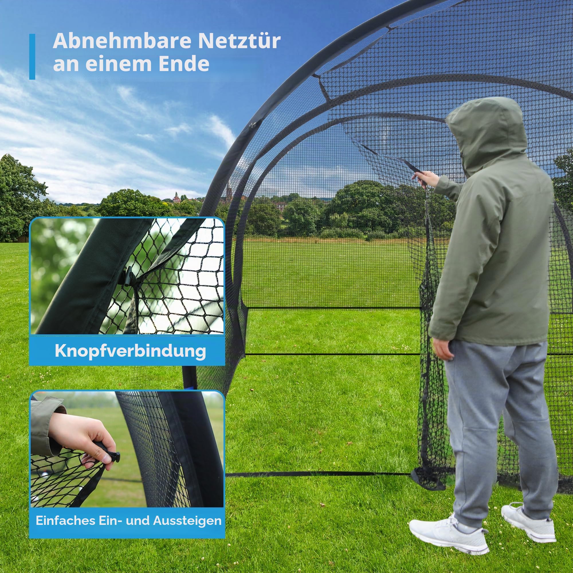ORIENTOOLS Baseball Schlagkäfig Netz, 6 m Baseball Trainingskäfignetz aus Polyester, Baseball, Softball für Outdoor Training