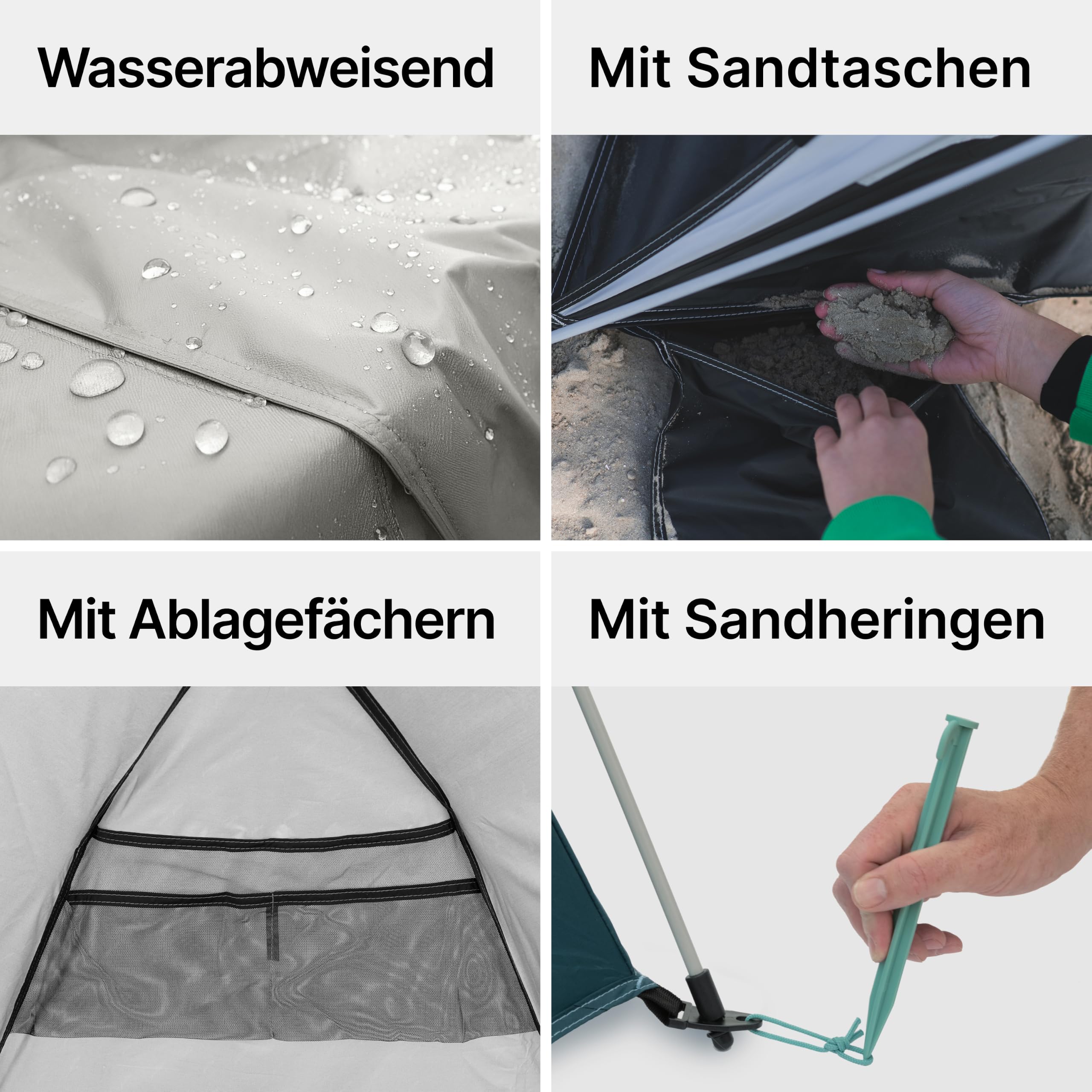 qeedo Quick Bay Strandmuschel UV-Schutz 80+ 360° Panorama View leichtes Strandzelt Quick-Up-System 2 Personen