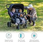 Gaggle by Foundations Roadster Duo Side by Side Double Stroller | Lightweight Compact Double Stroller for Toddlers | Easy to Fold & Maneuver | Amusement Park Approved | Black