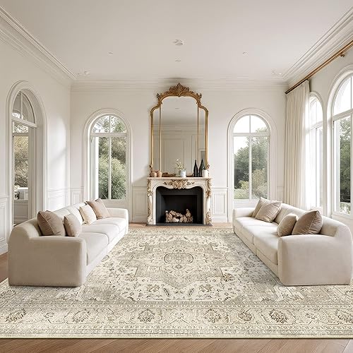 Miniatura 54 de Alfombras de área de 8 x 10 pies para sala de estar, vintage lavable con parte trasera antideslizante, resistente a las manchas, alfombra de área