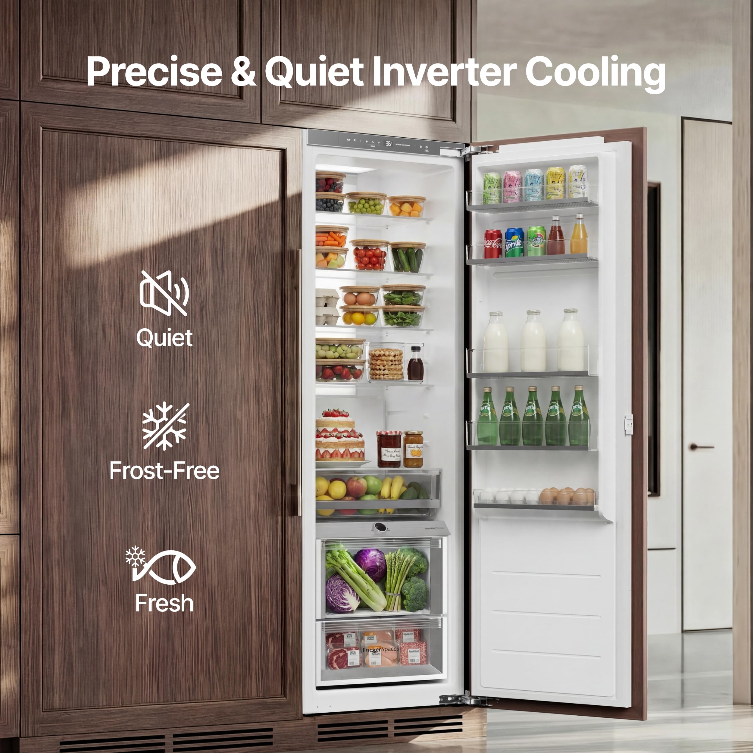 Ca'Lefort 22'' Panel Ready Refrigerator Dual Zone, Built-In Panel-Ready Fridge Perfect For Modern Kitchens, Bottom Level With Humidity Control, Built In Refrigerator 10.9 Cu.Ft (Panel Not Included) on Fridge.com - View 4