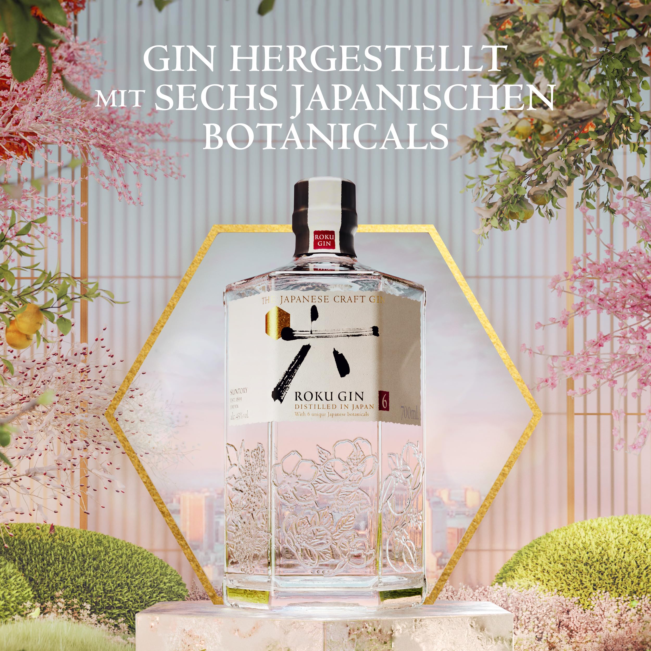ROKU GIN | 6 japanische Botanicals | Meisterhaft destilliert in Japan | für einen perfekt ausbalancierten Geschmack, 43% Vol | 700ml Einzelflasche