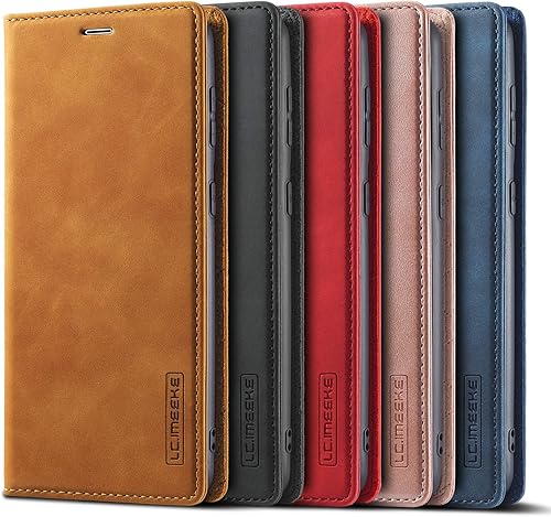 Miniatura 7 de QLTYPRI Funda tipo cartera con ranura para tarjetas para Samsung Galaxy S22 Ultra, clásica mate, de piel sintética, cierre magnético, a prueba de