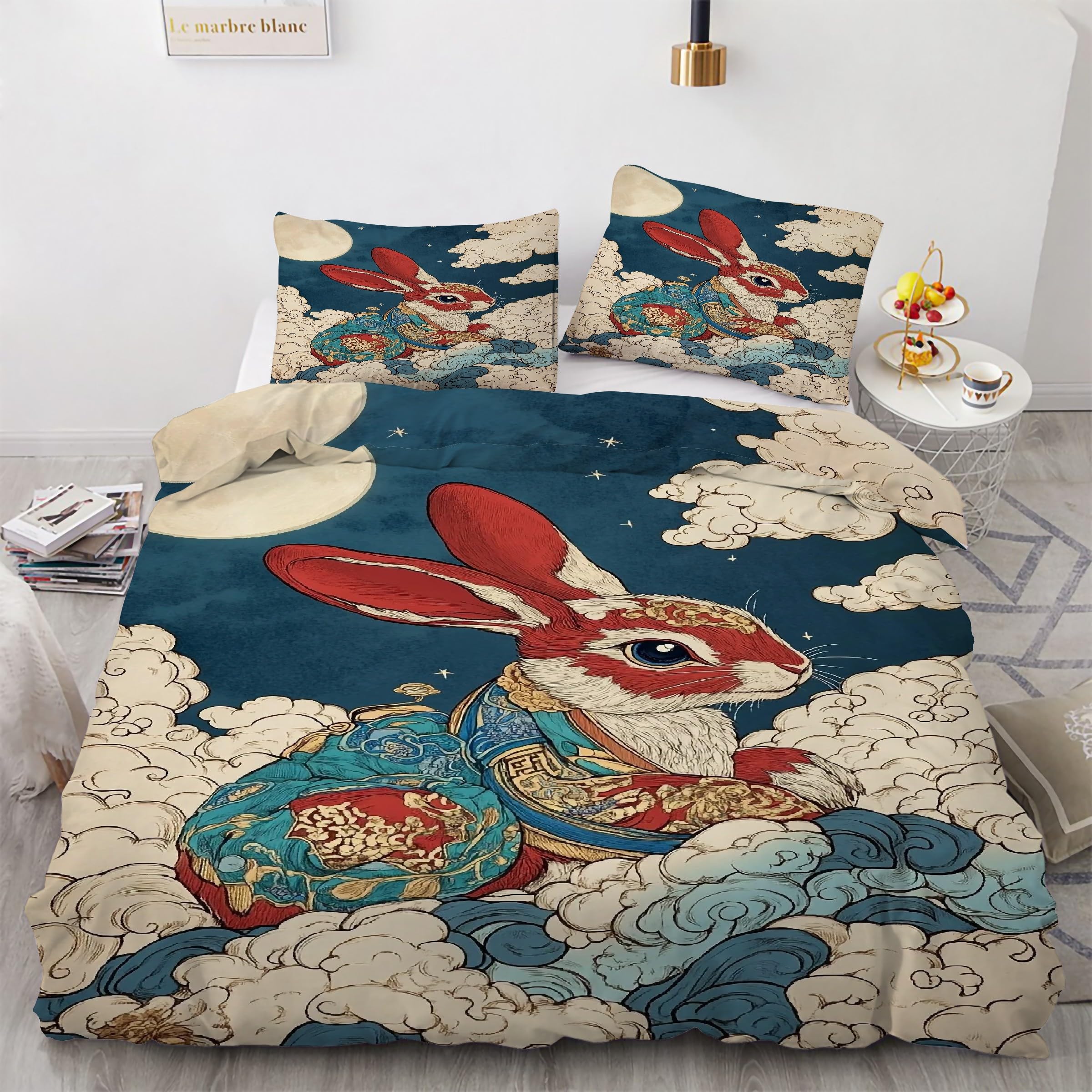 Ensemble de literie 3 pièces lapin avec housse couette microfibre douce