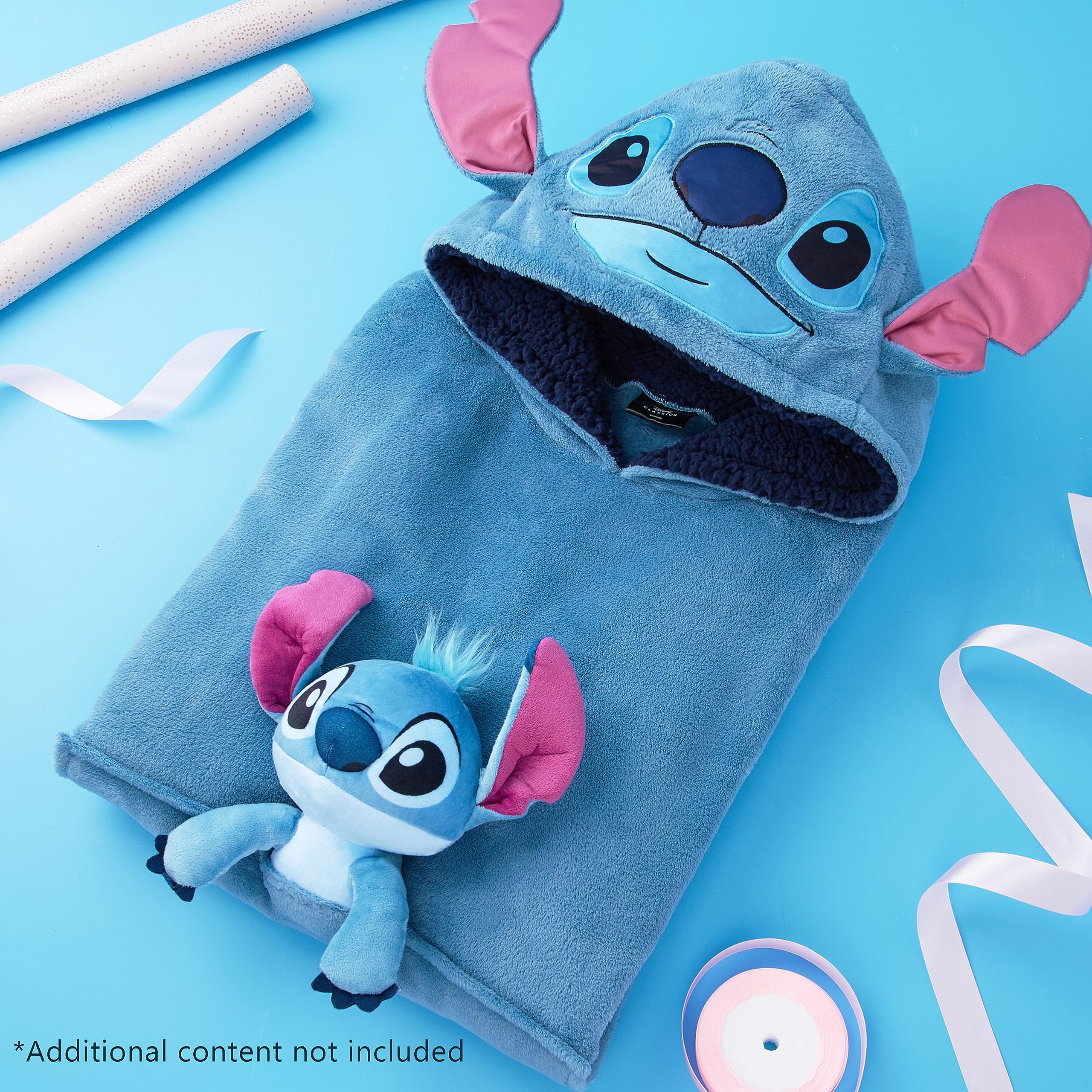 Disney Sudadera Oversize Polar con Peluche de Stitch Angel, Cosido a la Sudadera, Batamanta con Capucha para Niña