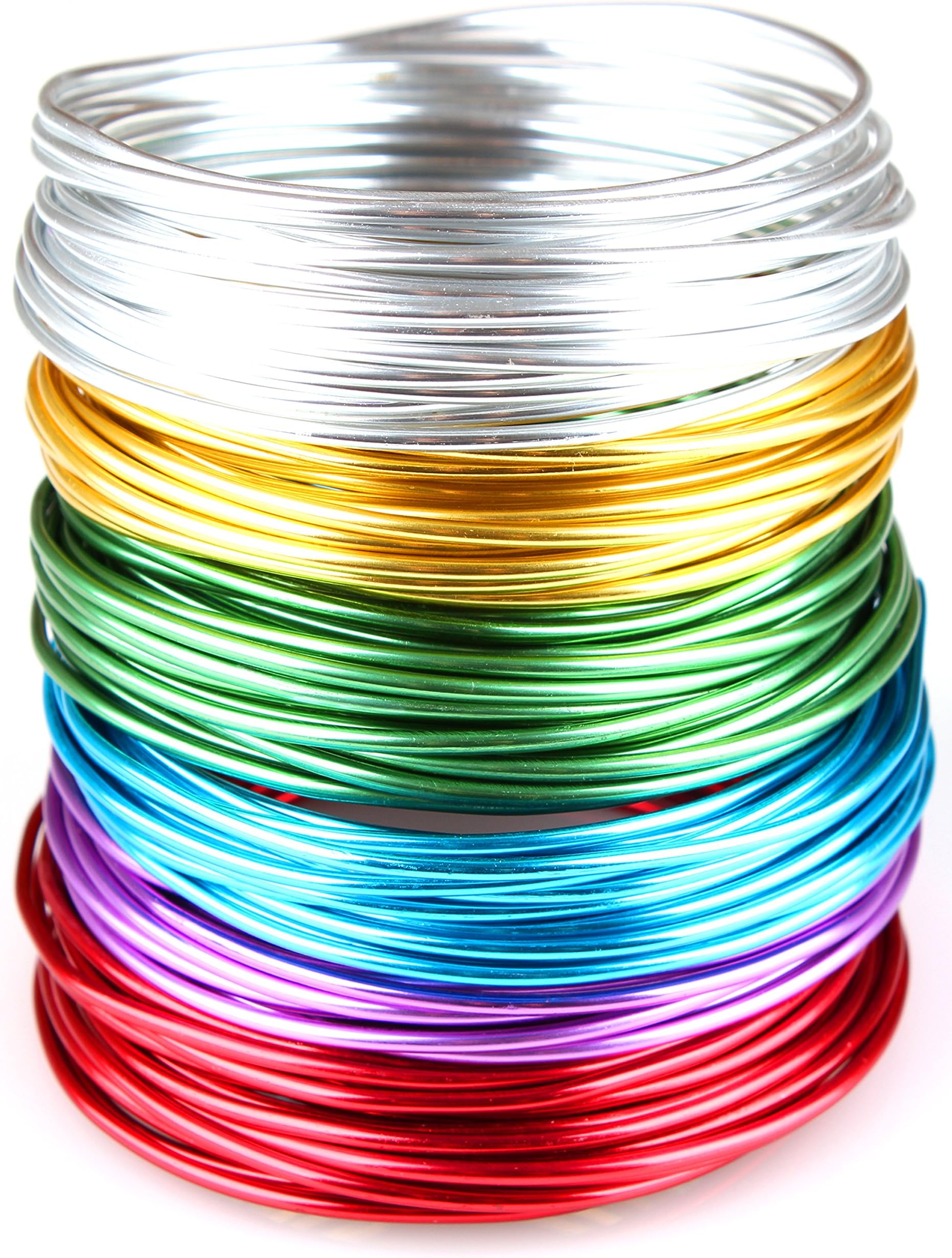 Creacraft Beading Wire Set Basic: 6 Colors, Tarnish Resistant Anodized Aluminium Wire - 15 ft (5m) per Coil (3 mm)