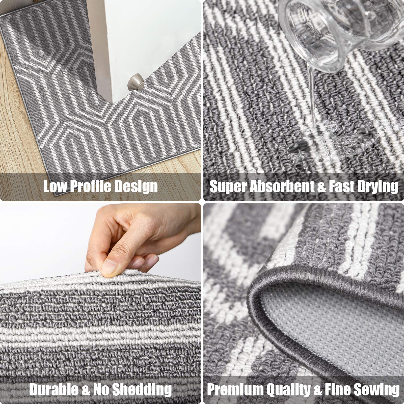 Aoonby Modern Absorbent Doormat, 32" x 48", Grey, Machine Washable, Non Slip, Low Profile, 80 x 120 cm - Image 4