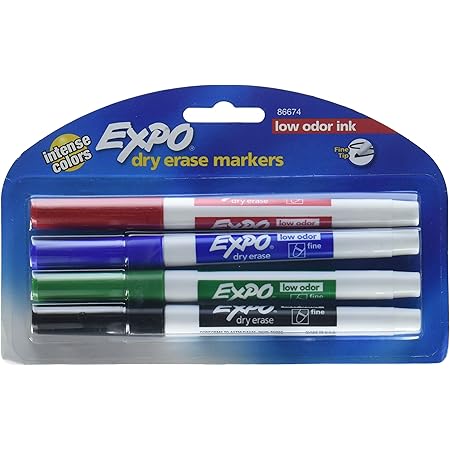Expo Fine Tip Dry Erase Markers 4 Pack Assorted Colors (86674) ~ Set of 2 Packs (8 Markers Total)