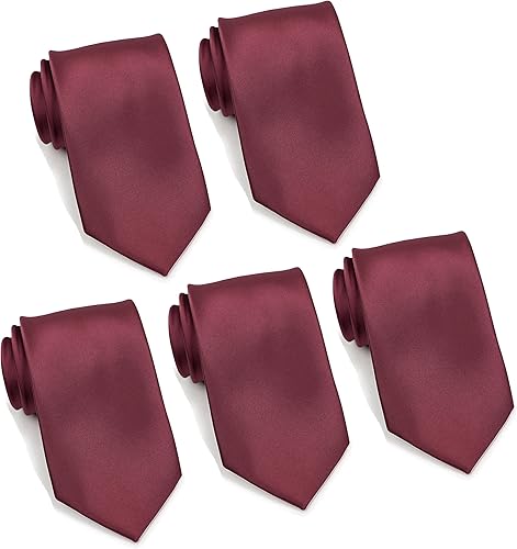 Lazos formales para hombre lote de 5 corbatas de boda de color sólido de 35 pulgadas acabado satinado