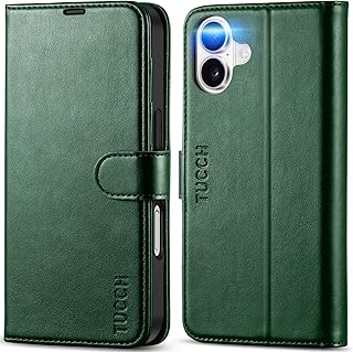 TUCCH Wallet Case for iPhone 16 (6.1") 2024, 4 Card Slots, Evergreen