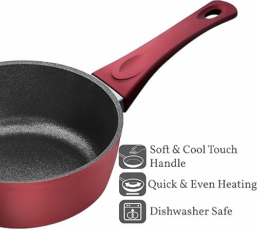 Miniatura 4 de Sartén antiadherente de titanio de 3 cuartos de galón con tapa de vidrio de aluminio forjado con revestimiento libre de PFOA